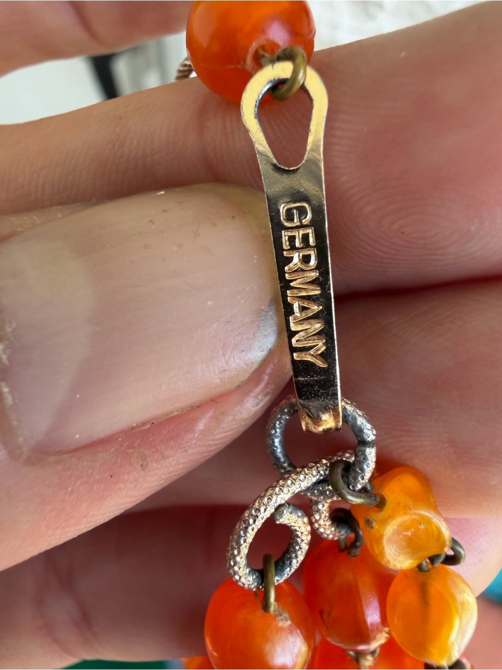 Vintage Germany Orange Double-Strand Beaded Necklace - Picture 5 of 5